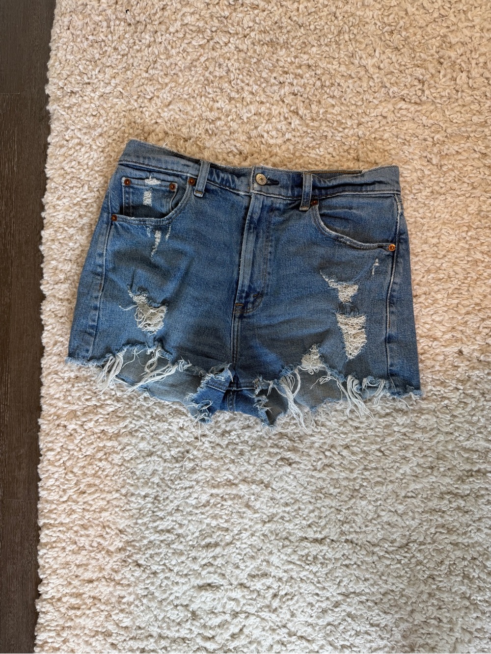 Abercrombie & Fitch Distressed Denim Cutoff Shorts - Blue